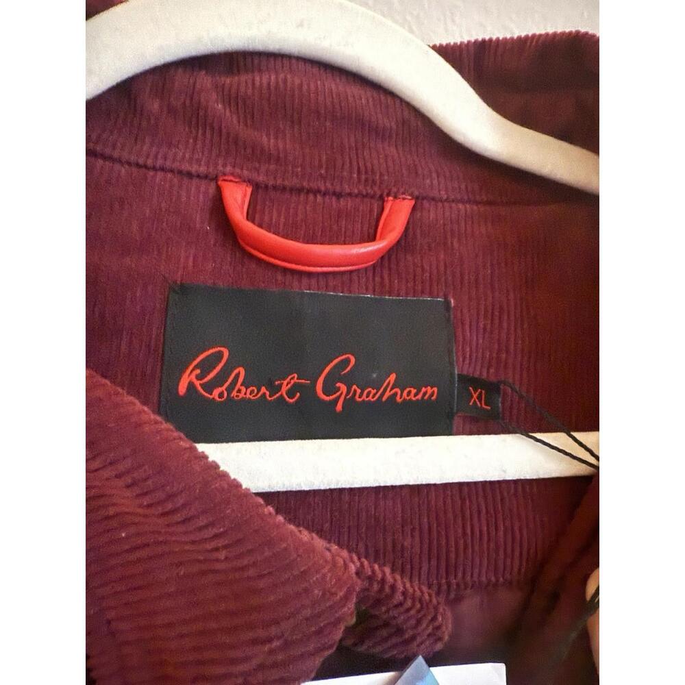 Robert Graham Corduroy Jacket Burgondy Mens XL Shacket New with Tags MSRP 298$ - Picture 3 of 6